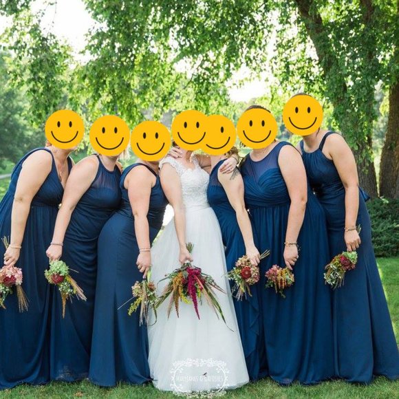 DB Studio Bridesmaids Dress with Illusion Neckline | Marine Size 12 - Picture 15 of 15